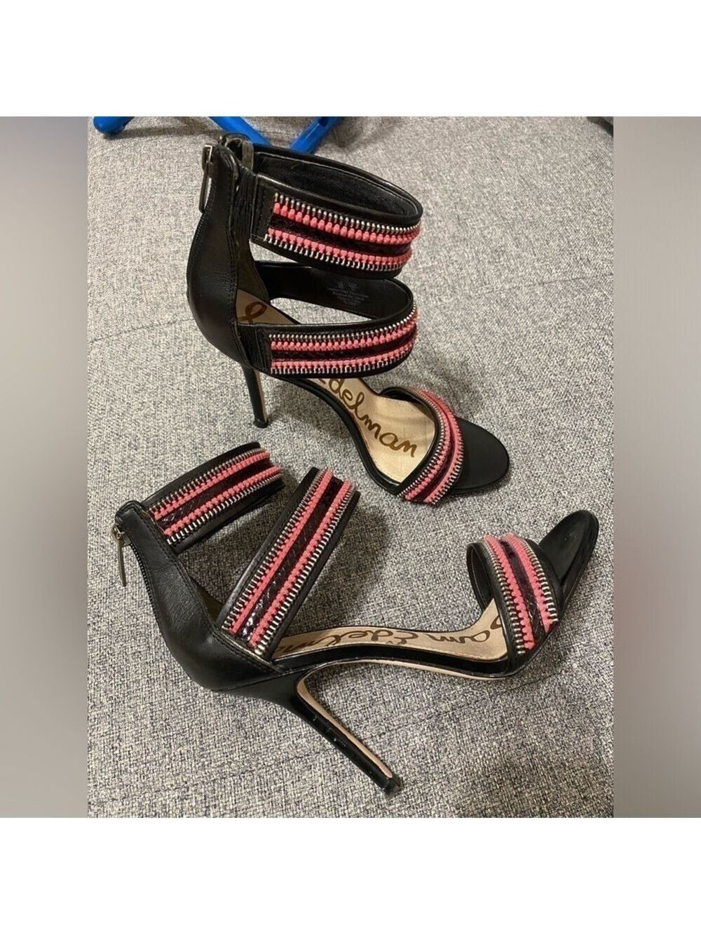 Sam Edelman’Alton’ high heels- needle heels, leather , sz 8M black/ salmon/ pink - Picture 11 of 11